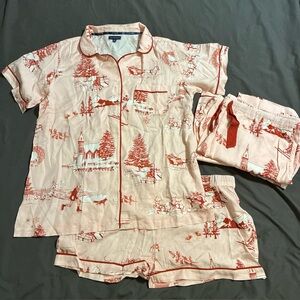 Women's Pink Pajama Set with Red Accents